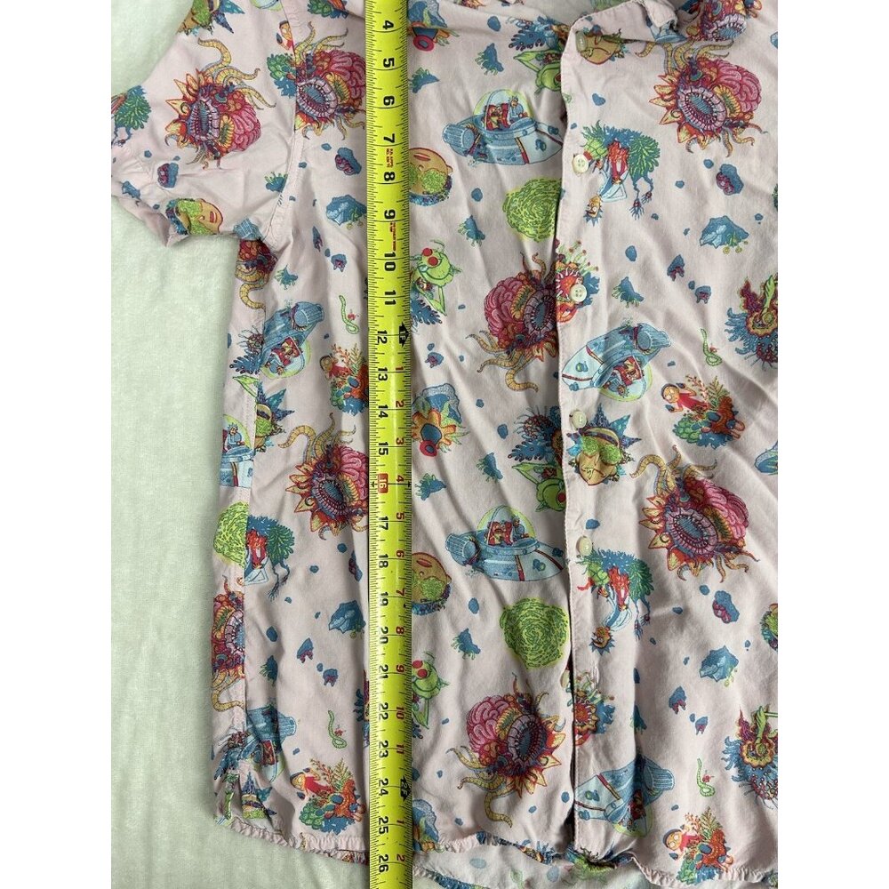Rick and Morty Shirt Mens Small Pink Button Up Adult Swim Camp - Picture 6 of 8